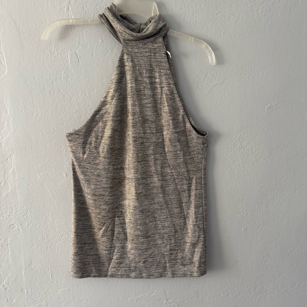Free People Koda Metallic Gray Sleeveless Asymmetric Halter Top Women’s Medium